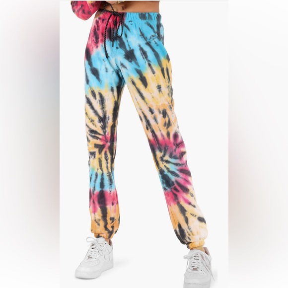 EUC Pam & Gela Hooded Sweatpants in Spiral Blue Tie Dye Sz P (0) - Picture 1 of 7